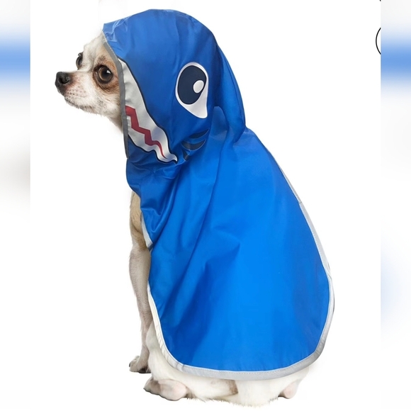 Fetchwear Dog Coat Blue Shark Pet Rain Coat, Size M 17" New - Picture 12 of 12
